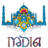 Miniature symbolizing India. The decor on a white background.