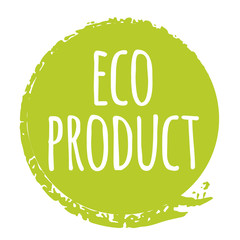 Eco eco product label, round grunge logo, sticker for natural products packaging