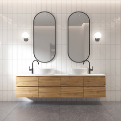 3d rendering of a modern minimal white bathroom