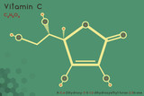 Large and detailed infographic of the molecule of Vitamin C.