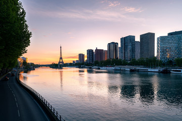 Paris skyline with Eiffel tower in background at Paris, France.