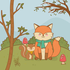 cute fox woodland character