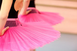 Two ballet dancers standing, focus is on costume