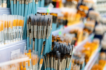 new oil painting brushes in the artist's shop