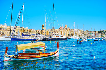 The wooden luzzu boat, Birgu, Malta