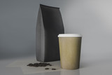 Coffee cup and coffee beans