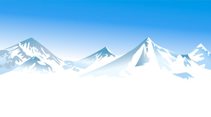 Winter landscape with high mountains