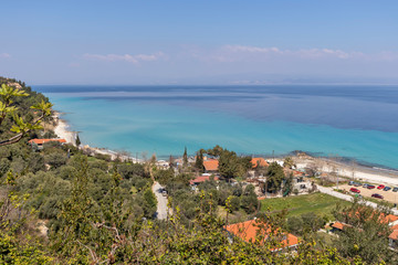 Coastline of historical town of Afytos, Kassandra, Chalkidiki, Central Macedonia, Greece
