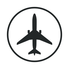 Airplane icon or sign. Aircraft flat symbol. Plane pictogram on white background. Vector illustration