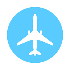 Airplane icon or sign. Aircraft flat symbol. Plane pictogram on white background. Vector illustration