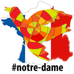     Notre-Dame cathedral 2019 fire symbol - faith and unity concept 