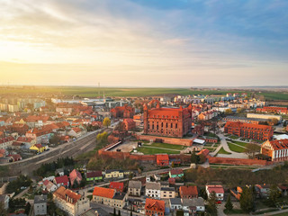 Teutonic castle in Gniew town at sunset, Poland