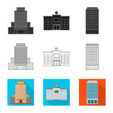 Vector illustration of municipal and center symbol. Collection of municipal and estate stock vector illustration.