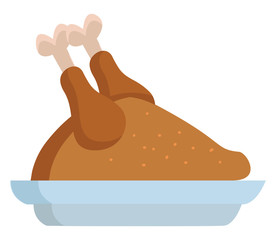 A whole cooked chicken vector or color illustration