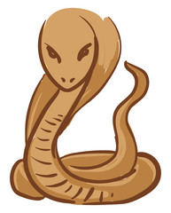 Painting of a brown snake looking ferocious and ready to strike vector or color illustration
