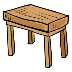 Painting of an ancient wooden table vector or color illustration