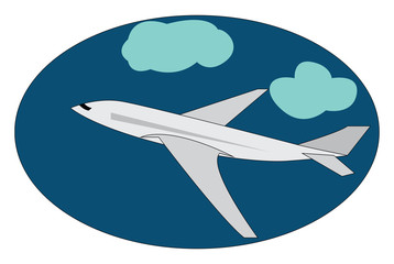 An airplane zooming in the clouds vector or color illustration