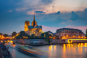 Notre Dame de Paris at night, France