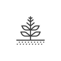 Tree plant line icon. linear style sign for mobile concept and web design. Growing plant leaves outline vector icon. Symbol, logo illustration. Pixel perfect vector graphics