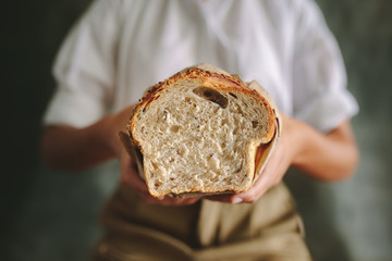 Female baker with fresh bread