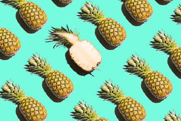 Pineapple on a bright colored background. Bright collage