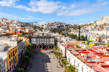 Las-Palmas Gran Canaria, Spain, on January 8, 2018. A view of the central part of the city and the cathedral square from the survey platform 