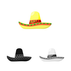 Vector design of sombrero and mexican logo. Collection of sombrero and hat stock vector illustration.