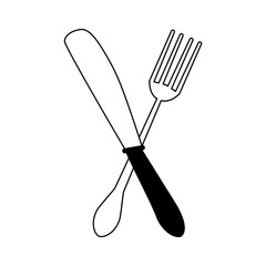 Restaurant knife and fork cutlery in black and white
