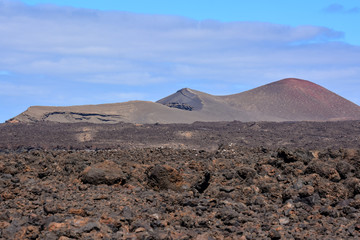 Landscape in Tropical Lanzarote Volcanic Canary Islands Spain