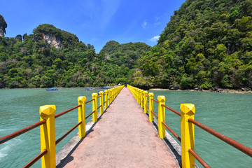 Long pier at Pulau Dayang Bunting, Langkawi Island Malaysia