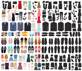 isolated, set of clothes male and female