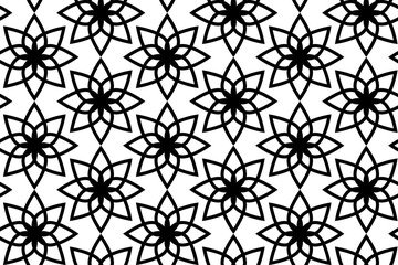 seamless geometric pattern with outline flower