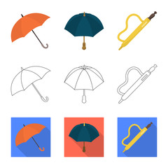 Isolated object of protection and closed icon. Set of protection and rainy vector icon for stock.