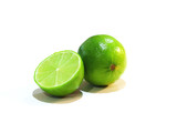 Lime with slice isolated on white background