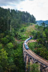 Train on the Nine Arch Bridge in Sri Lanka. Travel to Ceylon island, popular travel  destination in Asia