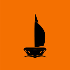Sail yacht icon front view