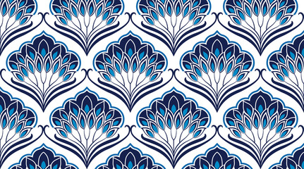 Pattern Damasco Floreale Blu