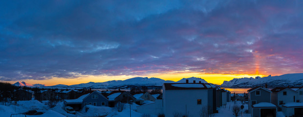 Sunset over the city of Tromso. Norway