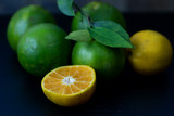 Fresh orange from the garden Cut half