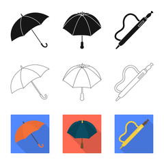 Vector design of protection and closed symbol. Set of protection and rainy vector icon for stock.