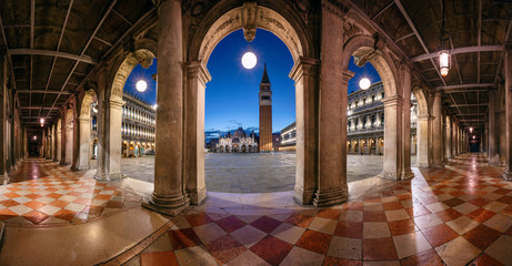Venice, Italy. Panoramic cityscape image of St. Mark's square in Venice, Italy during sunrise.