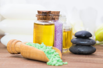 spa oils, salts and stones