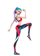 fitness girl cartoon in a white background