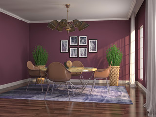 Interior dining area. 3d illustration