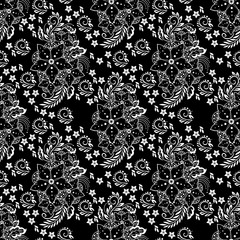  motif Henna flower elemental illustration vector black and white tone