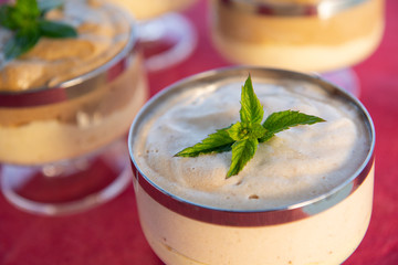 sweet cream with mint leaf