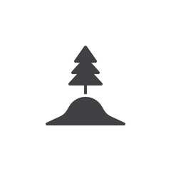Forest tree vector icon. filled flat sign for mobile concept and web design. Tree on top of Hill glyph icon. Symbol, logo illustration. Pixel perfect vector graphics