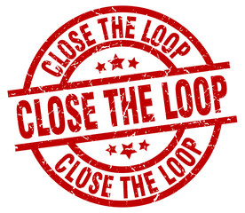 close the loop round red grunge stamp