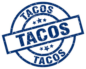 tacos blue round grunge stamp
