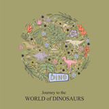 Dinosaur vector set in a circle isolated on a green